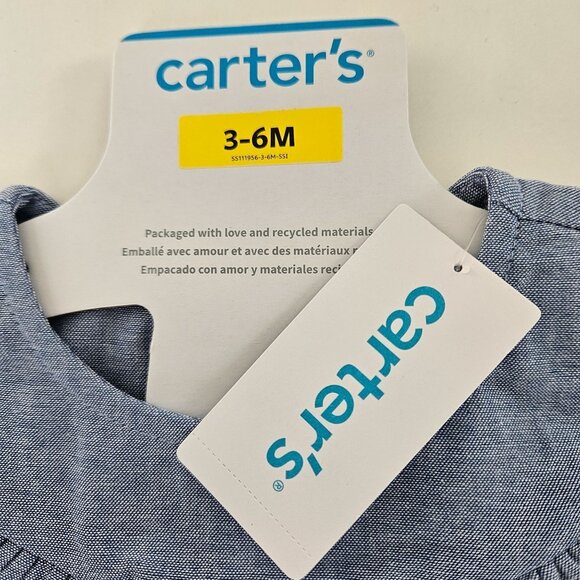 Carters Baby Girls 2-Piece Chambray Top & Floral Leggings Outfit Set 6 Month - Picture 5 of 7